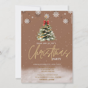 Convites Flocos de Neve de Pinheiro Companhia Marrom Natal