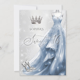 Convites Flocos de neve de vestido azul poeirento 16