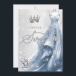 Convites Flocos de neve de vestido azul poeirento 16<br><div class="desc">Silver Dusty Blue Snowflakes Winter Sweet 16 Convite</div>