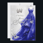 Convites Flocos de neve de vestimenta azul-real Winter Swee<br><div class="desc">Silver Royal Blue Glitter Flocos de neve Flocos de neve Winter Sweet 16 Convite</div>