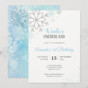Convites Flocos de neve do aniversário do inverno primeiro