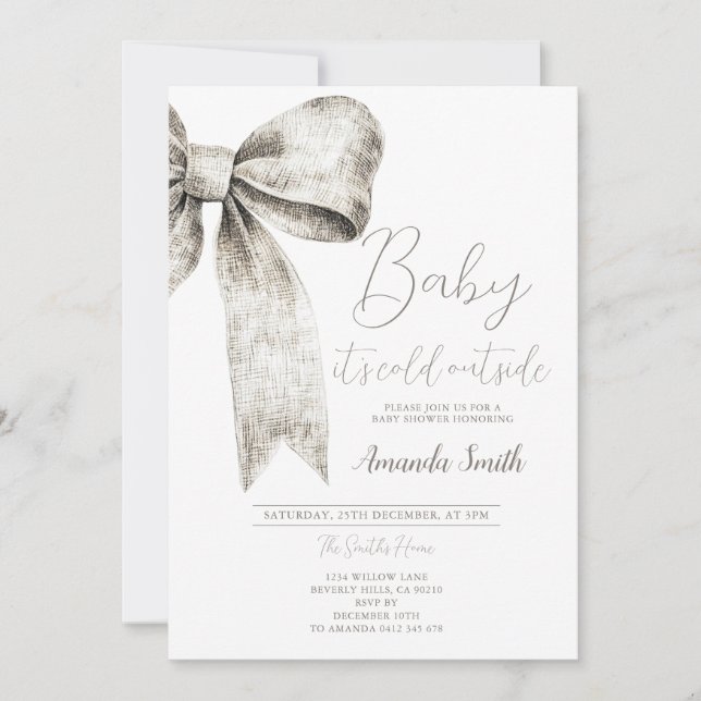 Convites Flocos de neve do Chá de fraldas Arco de Prata de  (Frente)