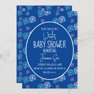 Convites Flocos de neve do inverno Chá de fraldas azul-rosa