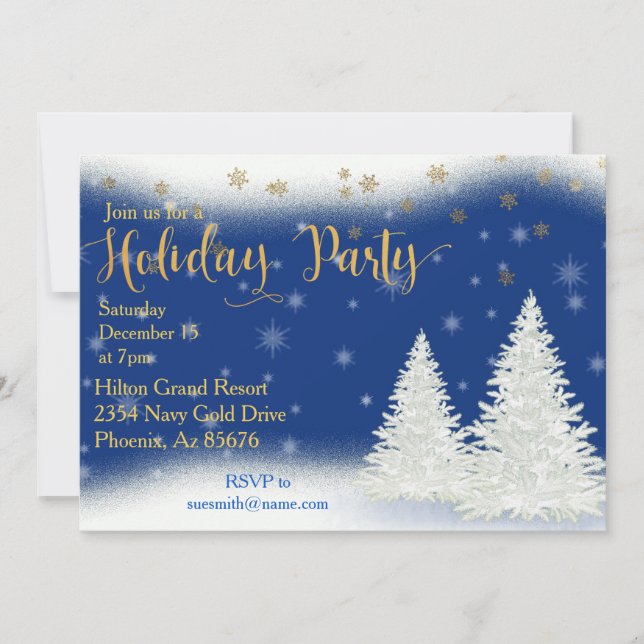 Convites Flocos de neve do Office Holiday Party Dourados Pa (Frente)