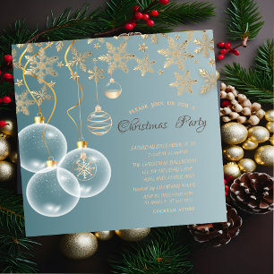 Convites Flocos de Neve Dourados,Bolas de Natal Corporativo