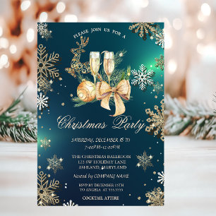 Convites Flocos de Neve Dourados, Bolas de Natal, Empresa R