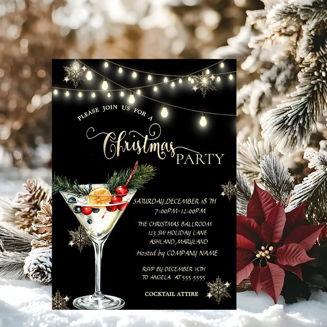 Convites Flocos de Neve Dourados, Martini de Natal Festa de (Criador carregado)