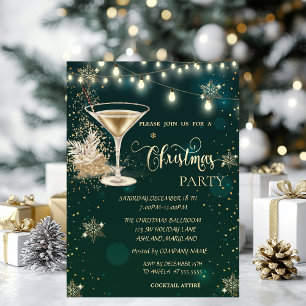 Convites Flocos de neve Dourados,Vidro,Luzes de Natal Verde