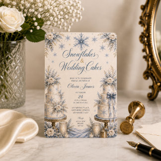 Convites Flocos de neve e bolo de casamento Chuveiro de noi