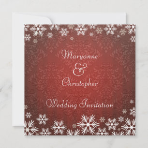 Convites Flocos de neve e Casamento tema damasco vermelho