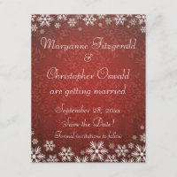 Flocos de Neve e Damask Vermelho Salva a Data