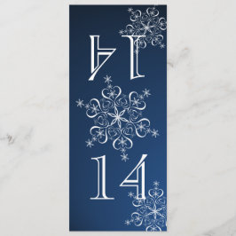 Convites Flocos de Neve Elegantes Número de Mesa Azul