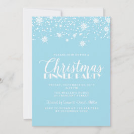 Convites Flocos de neve Festa Jante de Natal Azul e Branco