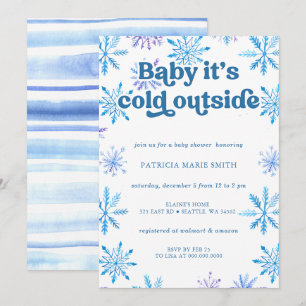 Convites Flocos de Neve Frio Fora do Inverno Menino Baby Sh