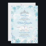 Convites Flocos de neve geométricos e azuis Flocos de neve<br><div class="desc">Flocos de neve geométricos e azuis Flocos de neve Doce 15 Convite de Aniversário</div>