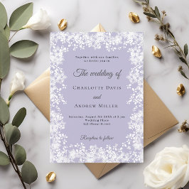 Convites Flocos de neve lavanda empoeirada casamento de inv