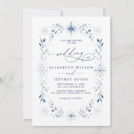 Convites Flocos de Neve Monograma Elegante Casamento de Inv