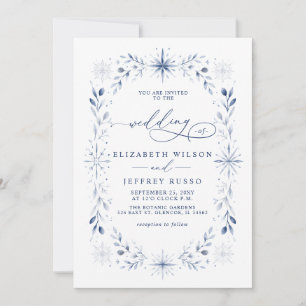 Convites Flocos de Neve Monograma Elegante Casamento de Inv