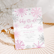 Flocos de neve prateados cor-de-rosa chá de fralda