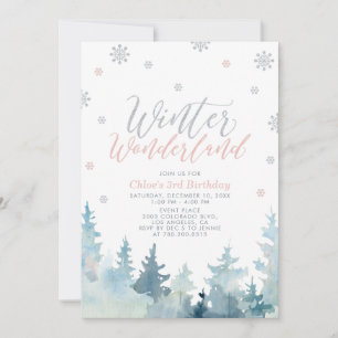Convites Flocos de Neve Prateados Winter Wonderland 3º Aniv