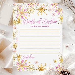 Convites Flocos de Neve Rosa e Dourado Palavras de Sabedori