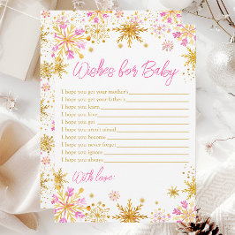 Convites Flocos de neve rosa e Dourados desejam o bebê