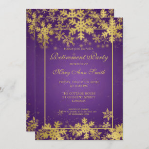 Convites Flocos de neve roxos Dourados do Partido da Reform