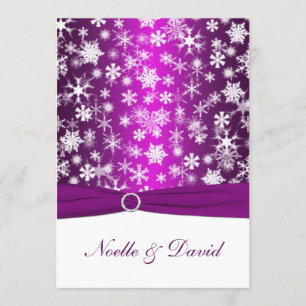 Convites Flocos de neve roxos e brancos que Wedding o