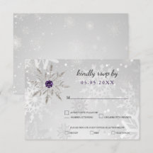 flocos de neve roxos prateados casamento no invern