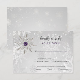 Convites flocos de neve roxos prateados casamento no invern