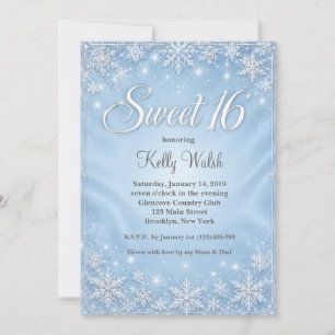 Convites Flocos de Neve Sweet 16 Mundo de Inverno