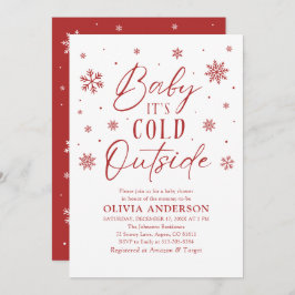 Convites Flocos de neve vermelhos Bebê é frio fora do Chá d