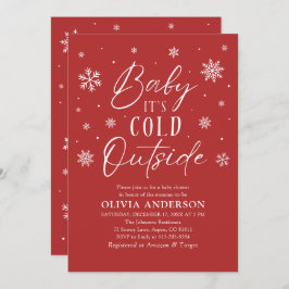 Convites Flocos de neve vermelhos Bebê é frio fora do Chá d