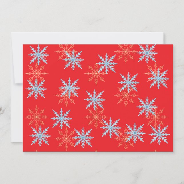 Convites Flocos de Neve Vermelhos Script Feliz Natal com Wr (Frente)