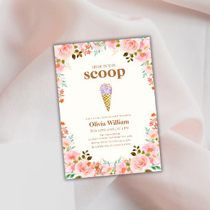 Convites Flor Aqui está o Chá de fraldas do Sorvete Scoop