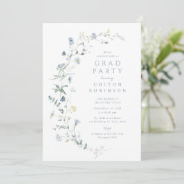 Convites Flor Azul Empoeirado Graduação Rústica Boho