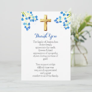 Convites Flor azul Esquecer-me-Not Crucifixo Funeral Obriga