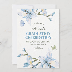 Convites Flor azul estética florescer graduação
