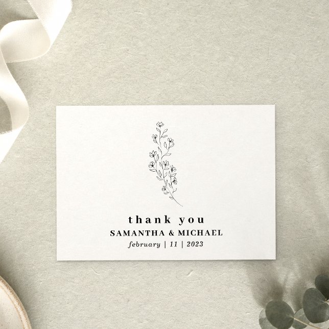 Convites Flor Boho Branco Claro Indie casamento obrigado (Criador carregado)