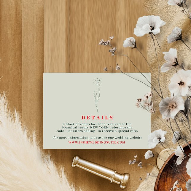Convites Flor Boho Greenery Red Detalhes do casamento botân (Criador carregado)