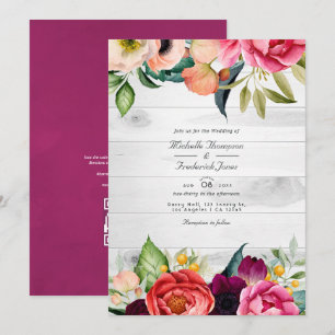 Convites Flor Boho Rústico Boêmio Código QR RSVP Casamento
