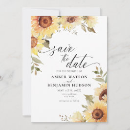 Convites Flor Botânico Rústico Girassol Salvar Data