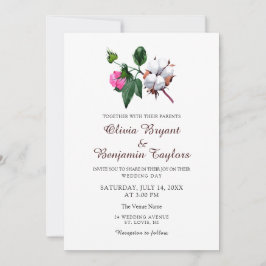 Convites Flor branca de algodão. Casamento Rustic Chic Natu