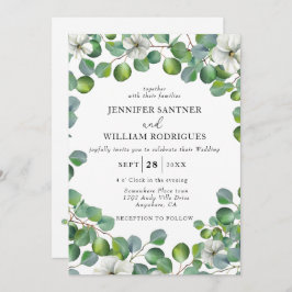 Convites Flor Branca Rústica e Casamento Eucalyptus