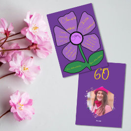 Convites Flor de 60° aniversário simples e Dourada