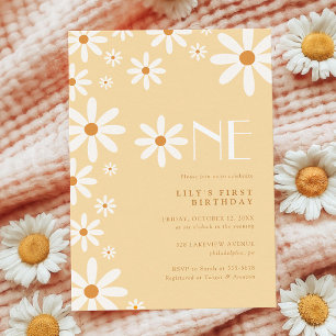 Convites Flor de Aniversário Retro Daisy