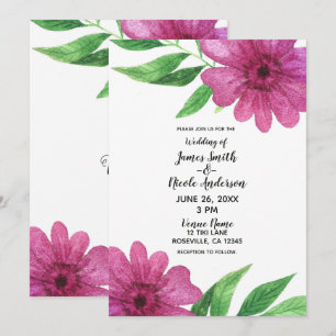 Convites Flor de Aquarela Rosa Casamento Floral Primavera