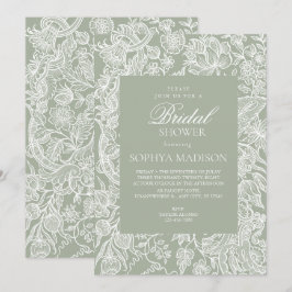 Convites Flor de Arte Verde Simples Sage