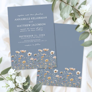 Convites Flor de Campo Boho Floral Casamento Azul