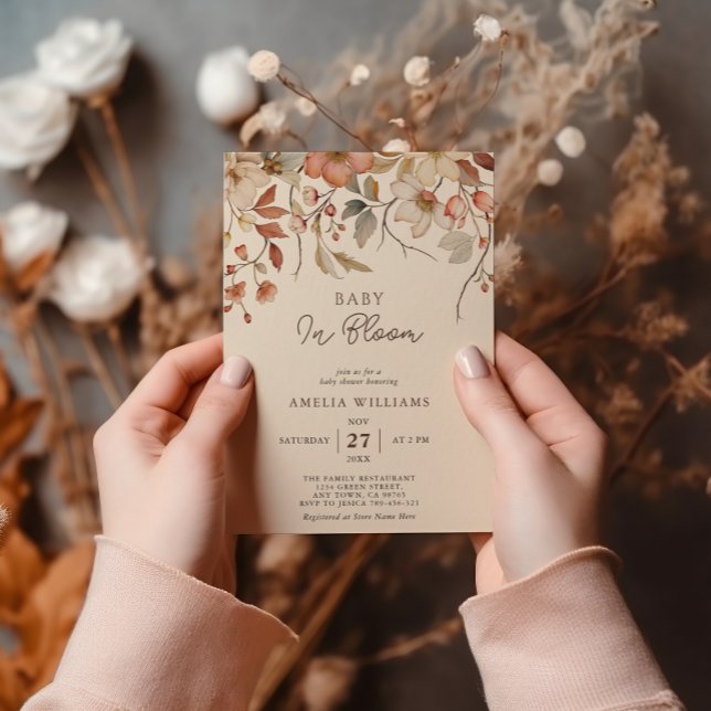 Convites Flor de Campo Boho Floral Marfim Bebê em Flor (Criador carregado)